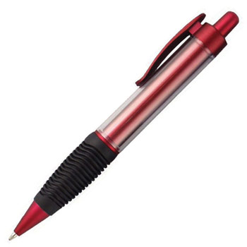 LCRG - Clear Barrel Clicker Pen with Rubber Grip