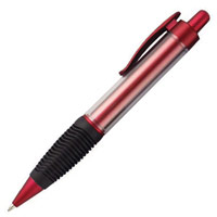 Clear Barrel Clicker Pen with Rubber Grip