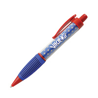 LCRP - Patriotic Clear Barrel Clicker Pen with Rubber Grip
